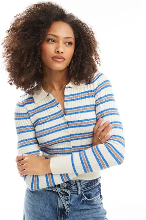 Cotton On Cotton On preppy button through jersey polo in stripe