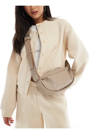 PASQ Soft crossbody crescent bag in taupe