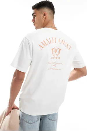 Only & Sons Relaxed fit t-shirt with Amalfi Coast back print in off