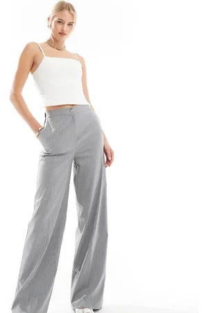 ASOS ASOS DESIGN Tall tailored relaxed straight leg trousers in grey stripe