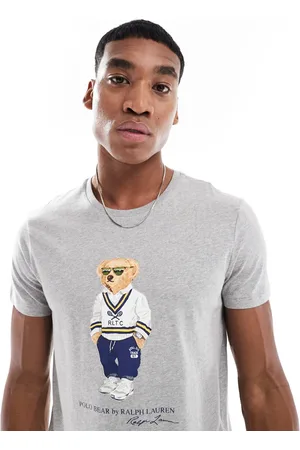Ralph Lauren Heritage bear print t-shirt custom fit in marl