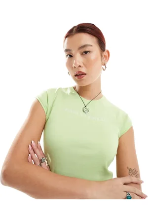 Noisy May Embroidered slogan top in mint
