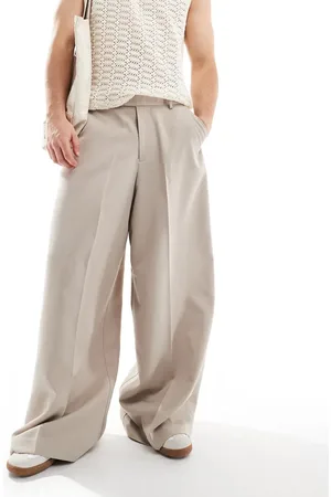ASOS Smart extreme wide leg trousers in stone