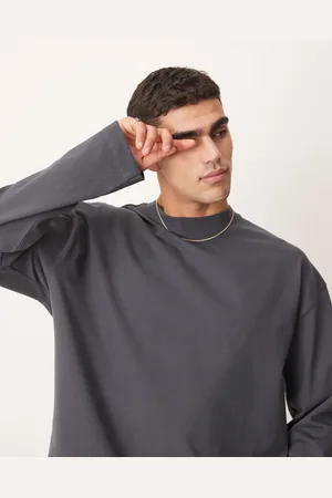 ASOS Premium heavyweight oversized long sleeve t-shirt 300gsm in charcoal