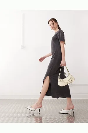 Noisy May Midaxi split t-shirt dress in washed