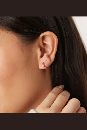 Orelia Polished molten micro hoop earrings in 18k plated