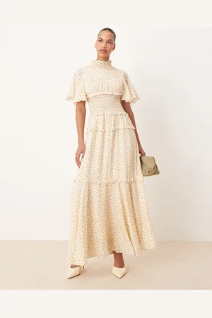 Sister Jane Polka dot shirred maxi dress in green and ivory