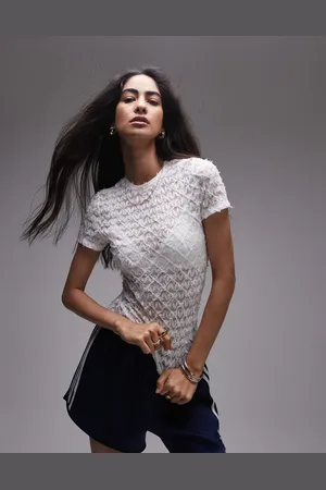 Topshop Textured lace tee in