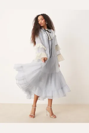 Sister Jane Contrast tiered tulle maxi dress in pastel