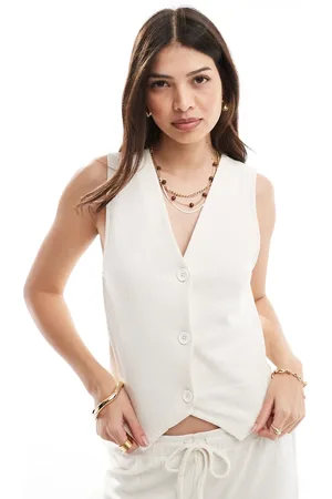 ASOS Co-ord waffle waistcoat in coconut milk