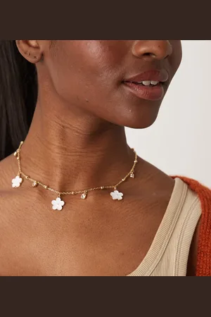 DesignB London Flower and crystal charm necklace in