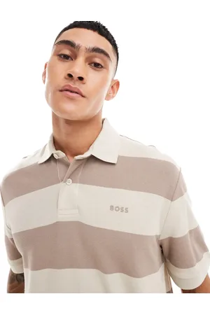HUGO BOSS Pale stripe polo shirt in light beige