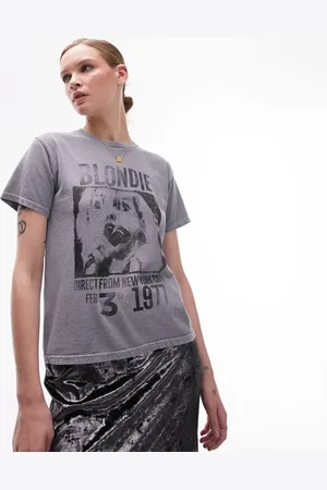 Topshop Graphic Blondie 1977 shrunken tee in washed