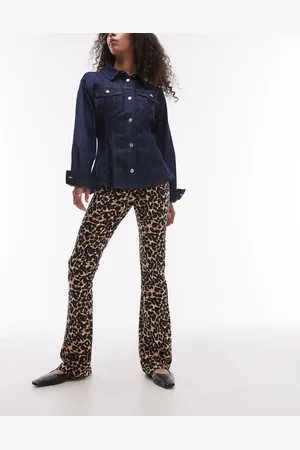 Topshop Leopard print bootcut trouser in brown