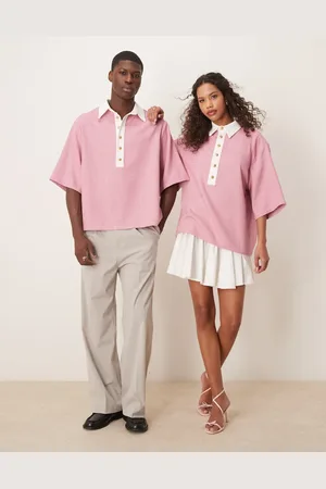 Sister Jane Unisex contrast collar polo shirt in gingham