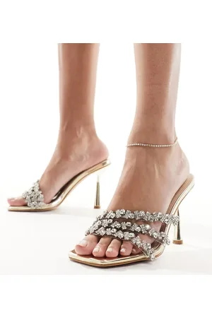 Simmi London Simmi London Wide Fit Messina embellished strappy heeled mule sandal in
