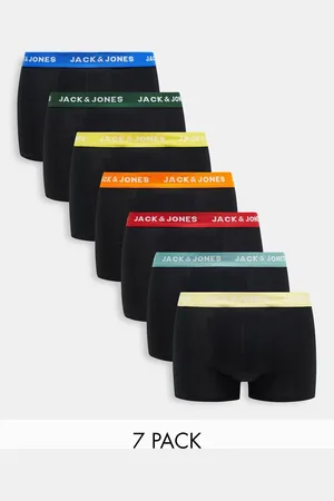 JACK & JONES 7 pack trunks in with multi colour waistband
