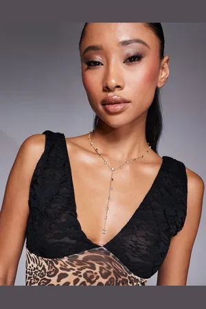 ASOS Lariat necklace with crystal chain detail in tone
