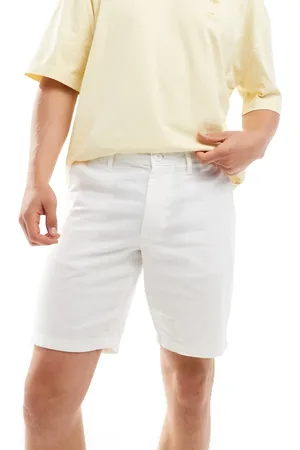 ASOS Slim regular length linen shorts with fixed waist in
