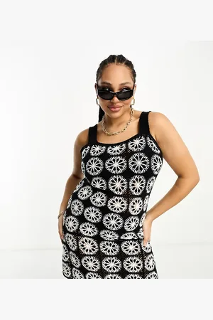 ASOS ASOS DESIGN Curve crochet patch mini dress in mono