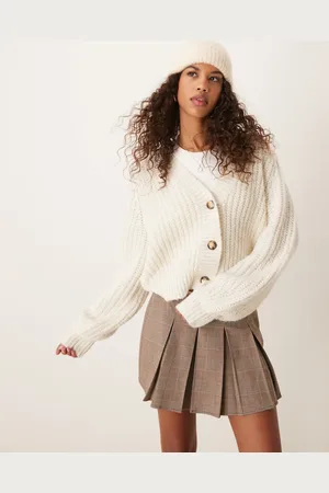 Pimkie Knitted rib button through cardigan in ecru