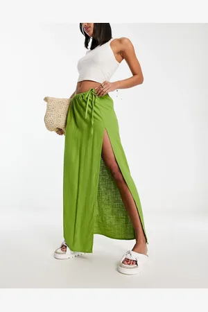 ASOS Linen maxi skirt with high split in