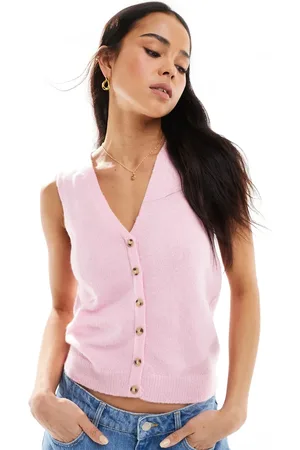 Brave Soul Sleeveless knitted vest with contrast buttons in
