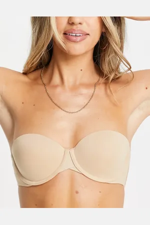 Calvin Klein Seamless strapless bra with side fastening in beige