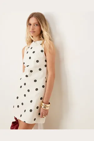 ASOS Denim mini shift dress in polka dot print