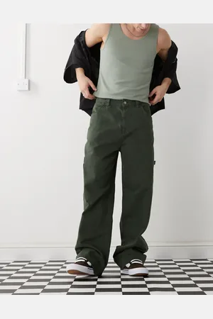 COLLUSION Skate pant with contrast stitch in khaki
