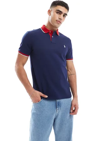 Ralph Lauren Icon logo tipped pique polo custom fit in /red