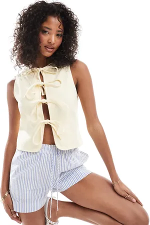 ASOS Denim tie front top in