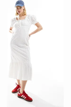 Reclaimed Broderie western milkmaid dress in ivory