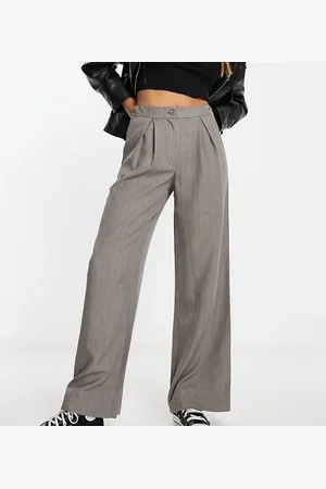 Reclaimed Pinstripe wide leg trouser in grey