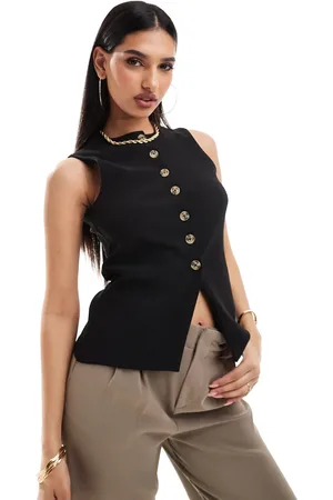 ASOS Longline button through waistcoat top in