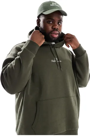 Ralph Lauren Big & Tall central script logo double knit hoodie in dark marl