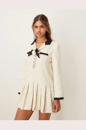 Sister Jane Dream tweed mini dress in ivory