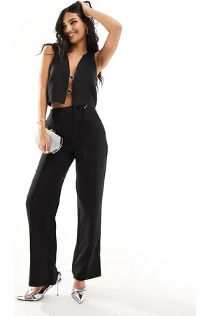 Kaiia Tailored buckle detail straight leg trousers co-ord in