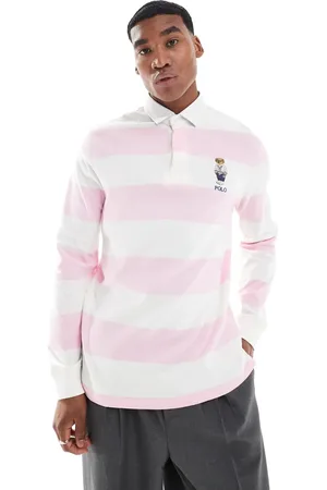 Ralph Lauren Heritage bear logo stripe rugby polo in /white