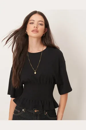 Gina Tricot Short sleeve corset pleated t-shirt in