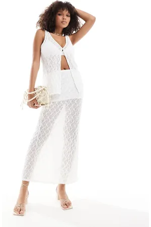 Pull&Bear Textured lace maxi skirt co-ord in