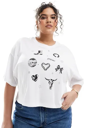 ONLY Cropped t-shirt with cowgirl graphic in