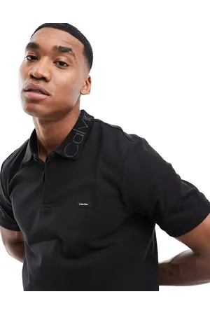 Calvin Klein Logo collar stretch pique polo shirt in