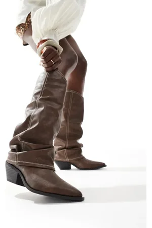 SEQWL Lexus slouchy fold over western boots in