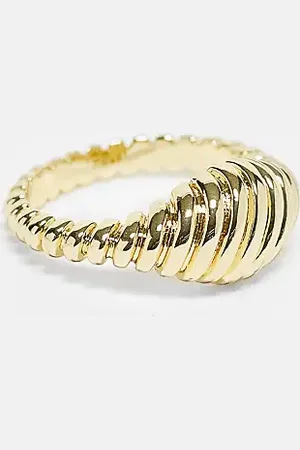 Pieces® 18k plated chunky textured ring in