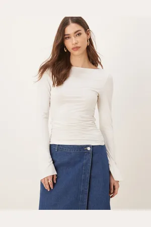 Gina Tricot Soft Touch long sleeve boatneck top in off