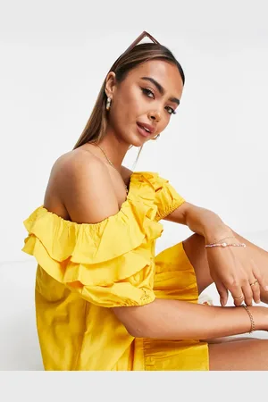 JDY Ruffle detail bardot mini dress in