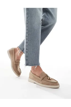 SEQWL Panther tassel trim loafer in faux suede taupe