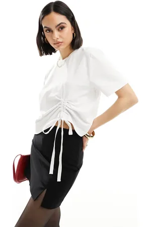 French Connection Rallie ruched cotton t-shirt in