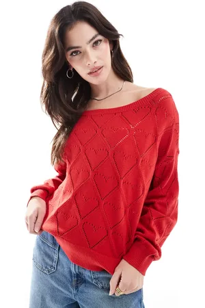 Hollister Off shoulder strawberry motif jumper in